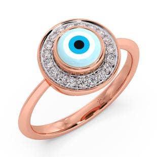 Circle Diamond Frame Evil Eye Ring