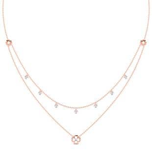 Clover Shine Diamond 2 Layered Necklace