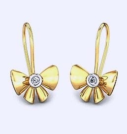 Flower Bow Kids Diamond Earrings