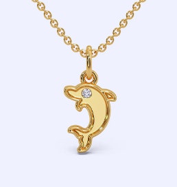 Dolphin Engraved Diamond Pendant